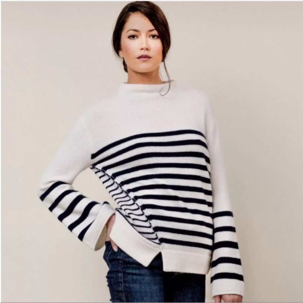 Brochu Walker Timeless Striped Cashmere and Wool Sweater (medium)